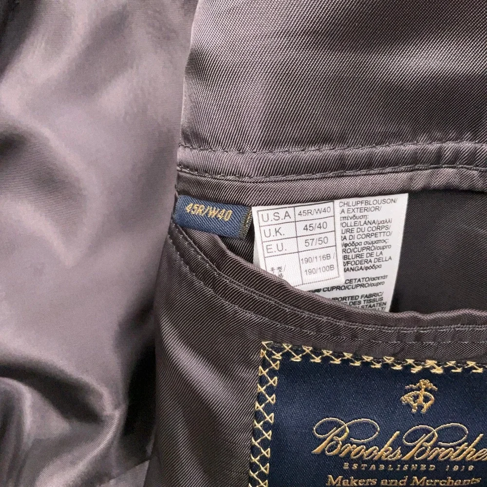 Brooks Brothers Blazer Mens 45R Gray Pinstripe 1818 Madison Estrato Italy VTG